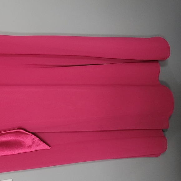 Hot Pink Satin & Chiffon Formal Dress, Size 14 - Picture 4 of 15